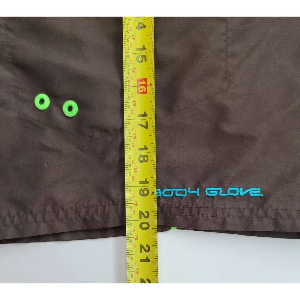 Body Glove Men's Brown Board Shorts Swim Trunks Neon Green Surf Cargo Pocket Lg